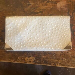 Herve Leger Ivory Clutch with Metallic Accents